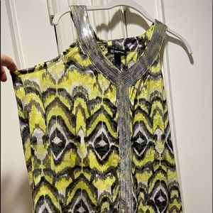 INC Woman’s Yellow/Gray/Blk sequin top
